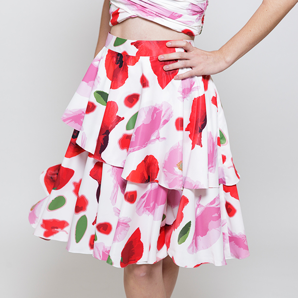 Two Layers Skirt in Summer Poppy